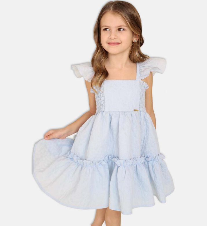 Flutter-sleeve Tiered Ruffle Dress