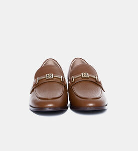 حذاء لوفرز جلد بمشبك ذهبي