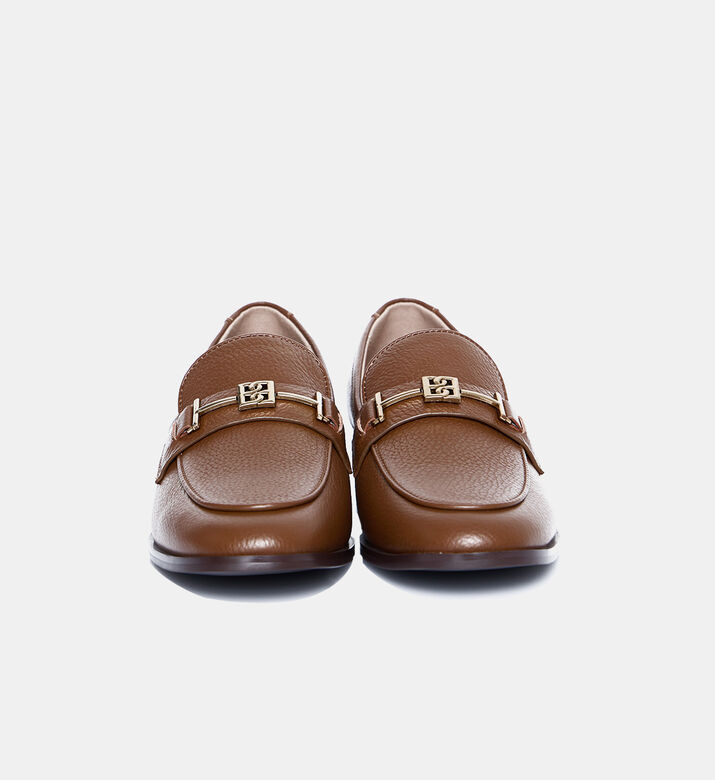 Leather Gold-buckle Loafers