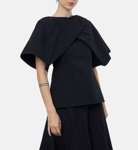 Dawei Architectural Cape-sleeve Fitted Top, Model View