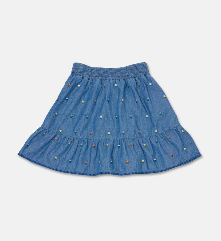 Stella McCartney Embroidered Denim Ruffle Skirt, Packshot View