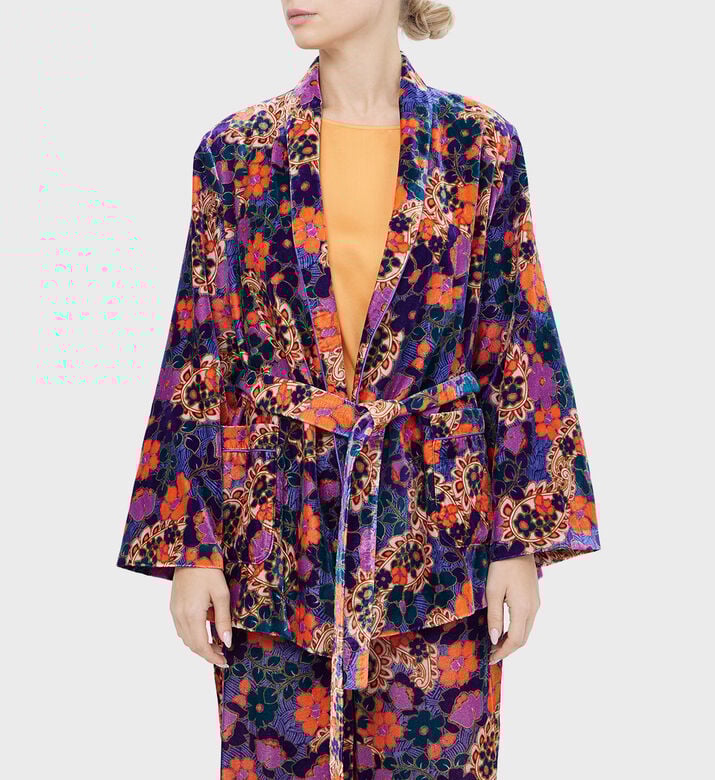 Velour Printed Kimono Jacket Velour Printed Kimono Jacket
