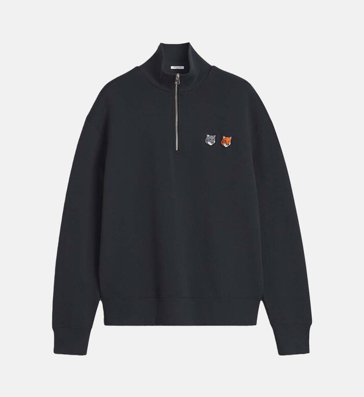 Fox-embroidery Zip Fastening Sweatshirt