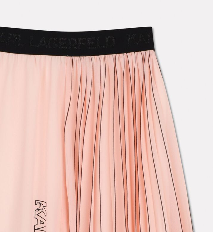 Karl Lagerfeld Pleated Midi Skirt With Branded Waistband, Packshot View