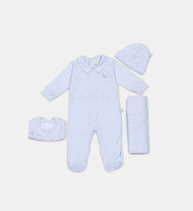 Luxe Pima Cotton Checkered Dungaree 4-piece Set
