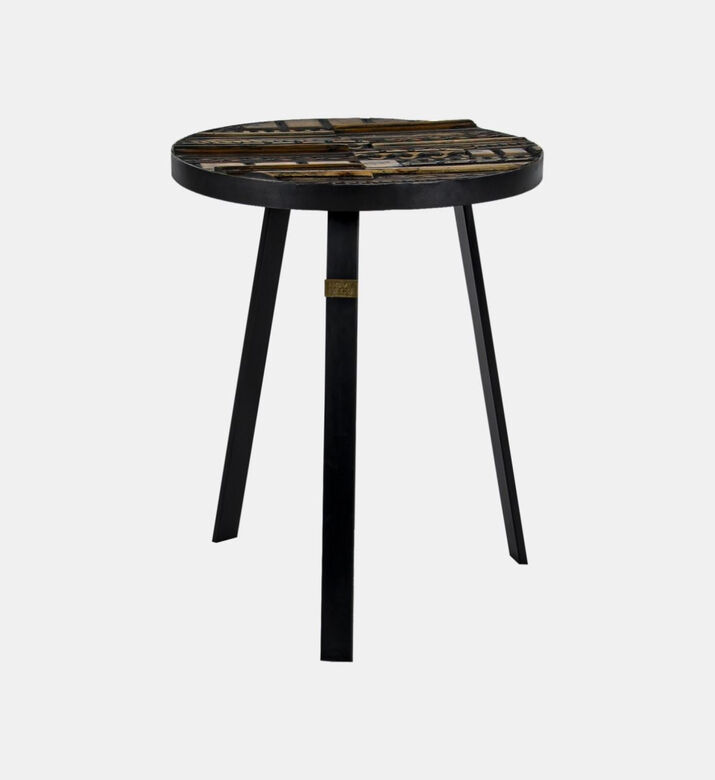 Fortuna Carved Wood Top Side Table