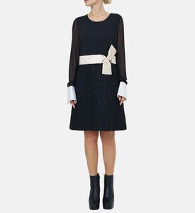 فستان منسوج من التويد بلونين