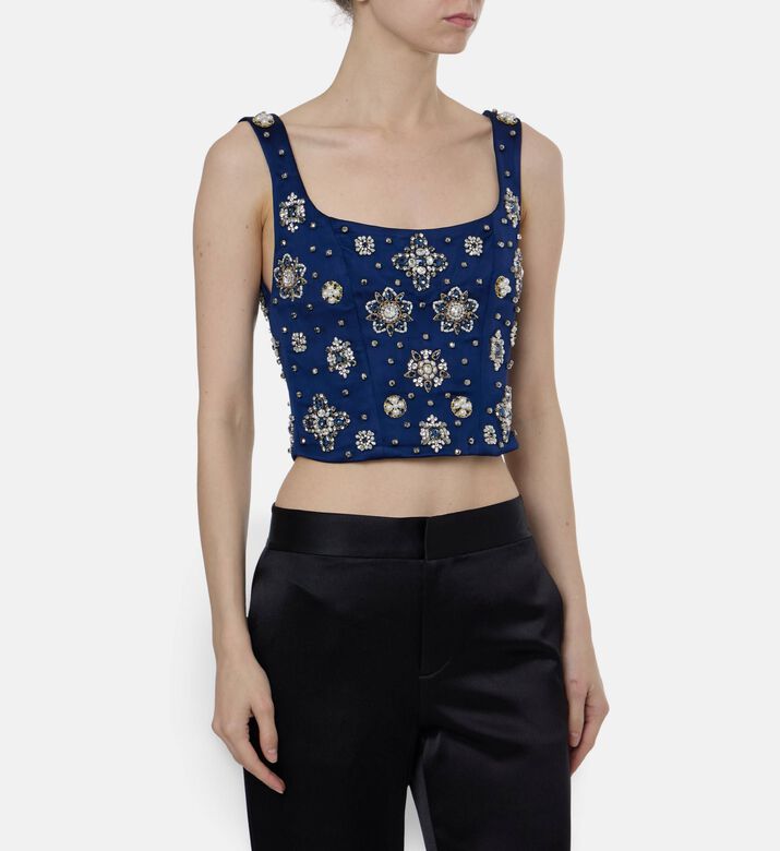 Alice and Olivia Rhinestone-embellished Sleeveless Top, Model View