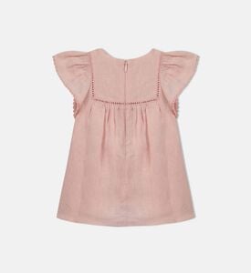 Embroidered Ruffle-sleeve Linen Dress Embroidered Ruffle-sleeve Linen Dress