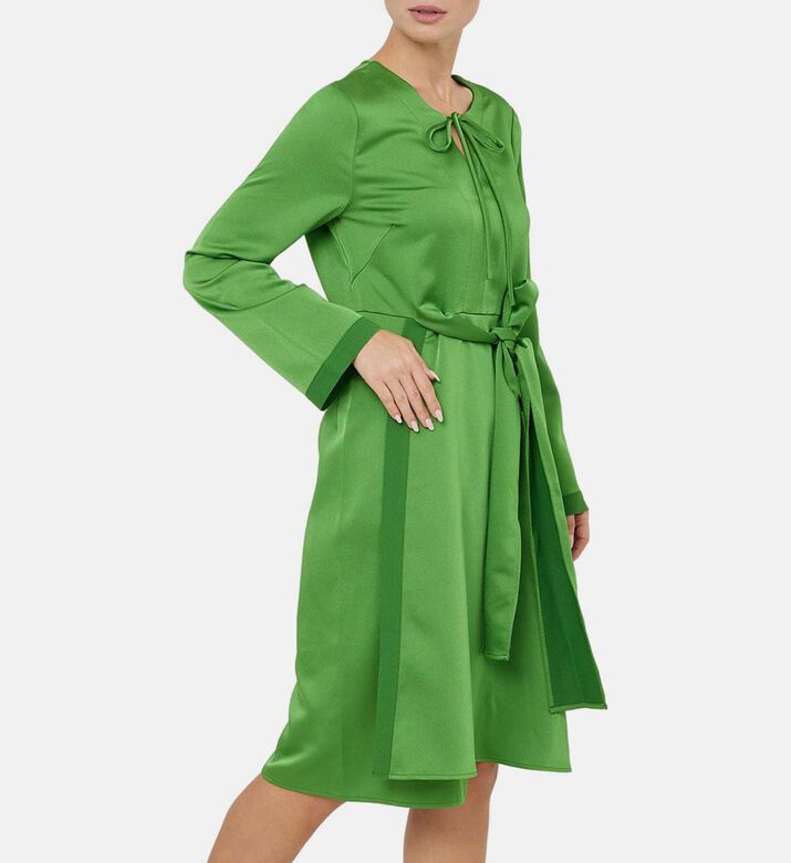 فستان ميدي بحزام ورقبة مربوطة