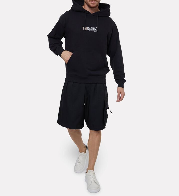 Y-3 Logo-print Kangaroo Pocket Hoodie, Model View