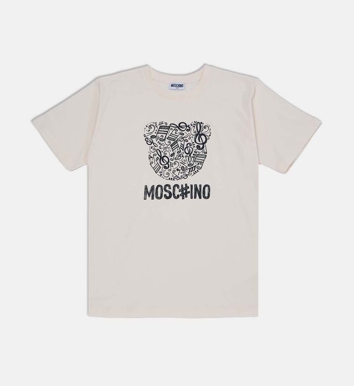 Moschino BKT Teddy Bear Musical Graphic T-shirt, Ivory, 8y, Packshot View