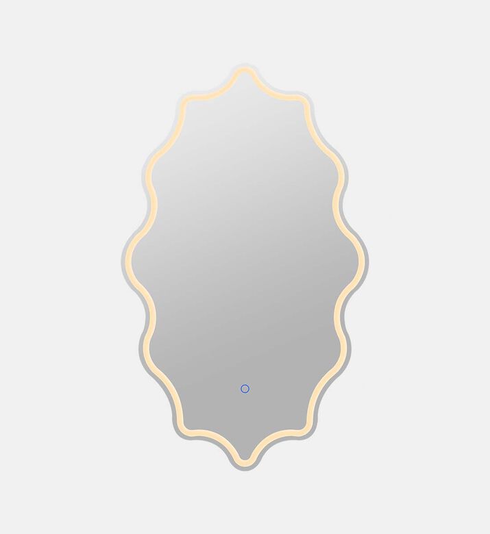 Round Wave Edge Lighted Bathroom Mirror