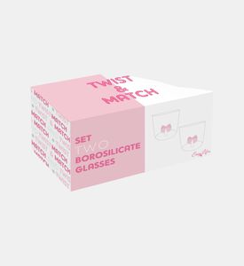 مجموعة أكواب زجاجية بورسليكات بنقشة عقدة قطعتين