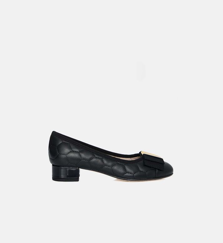 Quilted Leather Low-block Heel Pumps