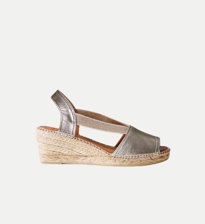 Toni Pons Teidi-p Leather Mid-wedge Open-toe Espadrille, Light-gold, Eu-42, Packshot View