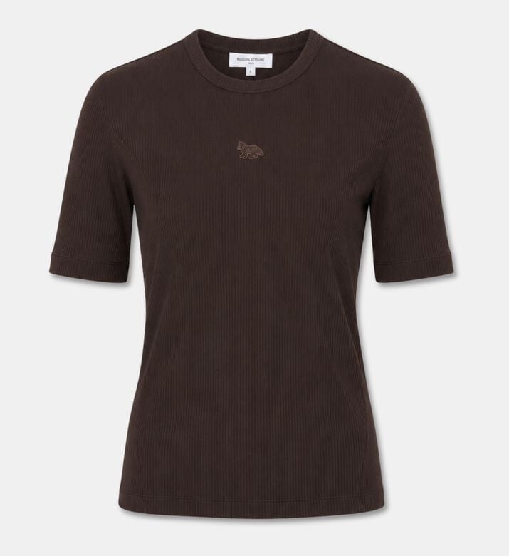 Maison Kitsune Fox Motif Ribbed Stretch T-shirt, Packshot View