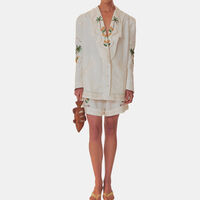 Coconut Tree Macaw Embroidered Richelieu Shorts