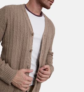 كارديغان طويل الأكمام قطن عضوي بياقة في