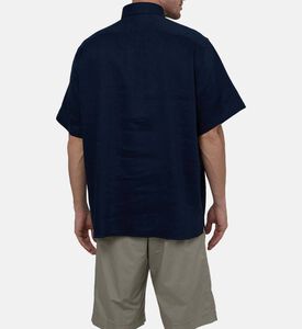 قميص بأكمام قصيرة بمزيج كتان