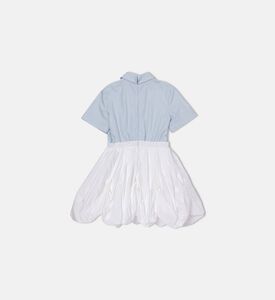 La Mia Bambina Short-sleeve Shirt Pleated Dress, Blue, 10y, Packshot View