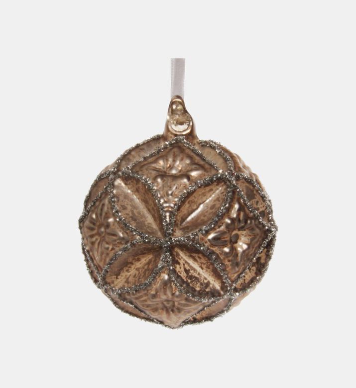 Glittered Floral Glass Bauble