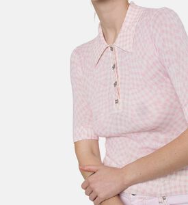 Ganni Cotton All-over Print Polo Shirt, Model View