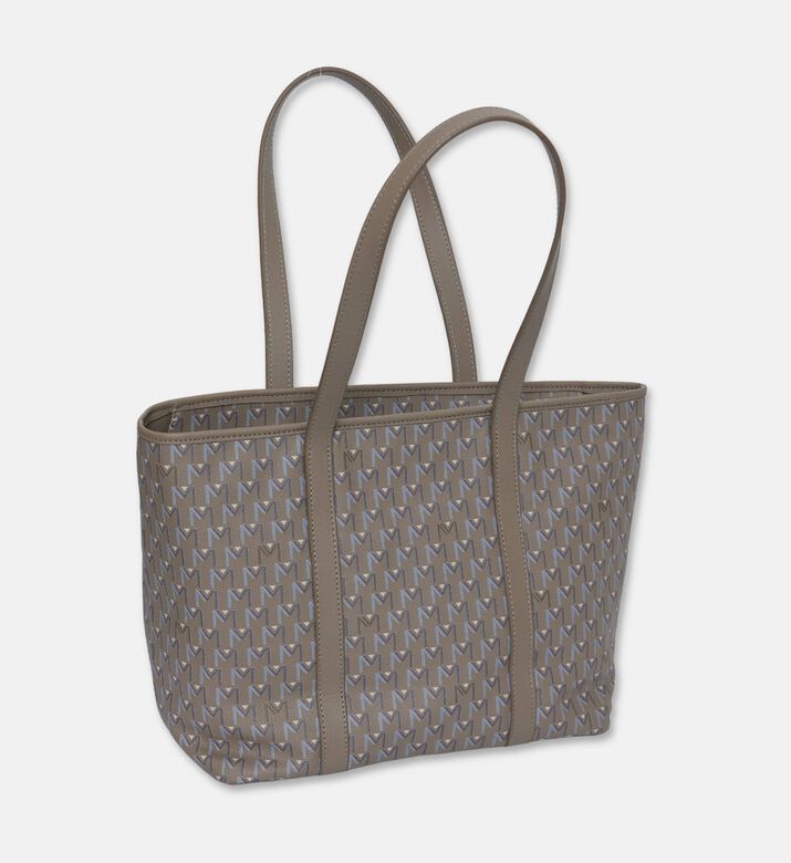 Maya.M All-over Monogram Medium Zip Tote Bag, Greige, Packshot View