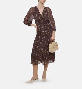 Floral-print V-neck Midi Dress