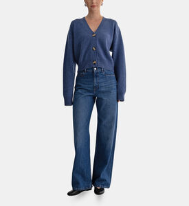 Button Closure Wide-leg Denim Pants