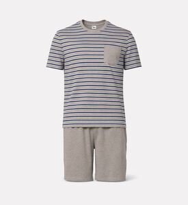 Galeries Lafayette Striped T-shirt Shorts Set, Taupe, Xxl, Packshot View
