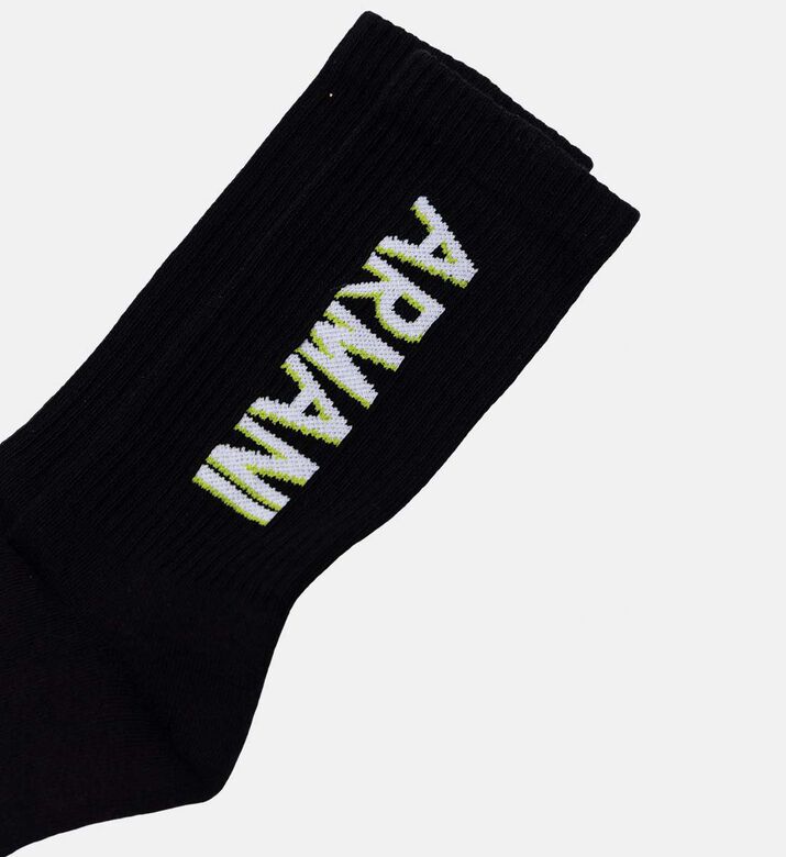 Ribbed Socks With Vertical Logo