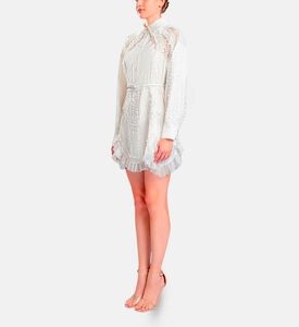 Michael Cinco Laser-cut Embroidery Midi Dress, White, Xl, Model View
