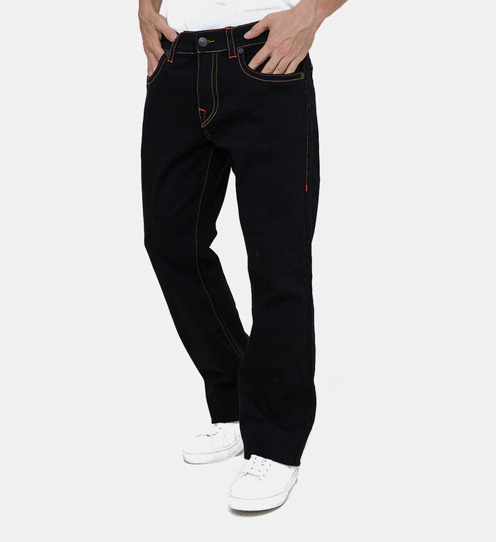 بنطال دنيم فضفاض مستقيم بـ 5 جيوب