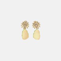 Floral Zircon Jade Stone Earrings
