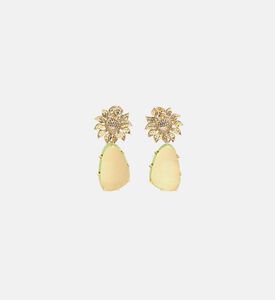 Floral Zircon Jade Stone Earrings