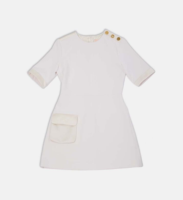 فستان قصير الأكمام بتفاصيل أزرار