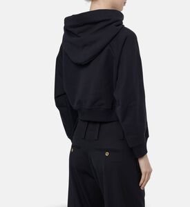 Patou Medallion Oversized Drawstrings Logo Hoodie, Black, L, Model View