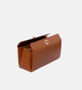 حقيبة كتف جلد بإغلاق بغطاء قلاب