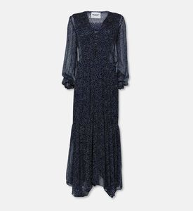 Isabel Marant Chiffon Printed V-neck Maxi Dress, Navy, 40, Packshot View