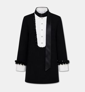 Edward Achour Paris Tuxedo Trim Long-sleeve Dress, Packshot View