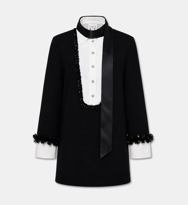 Edward Achour Paris Tuxedo Trim Long-sleeve Dress, Packshot View