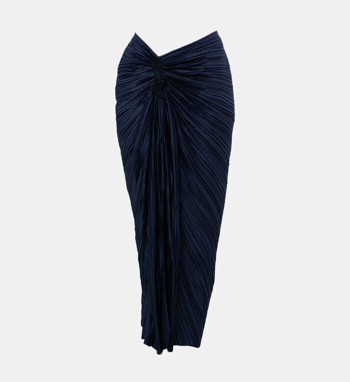 Pleated Asymmetrical Flared Skirt
