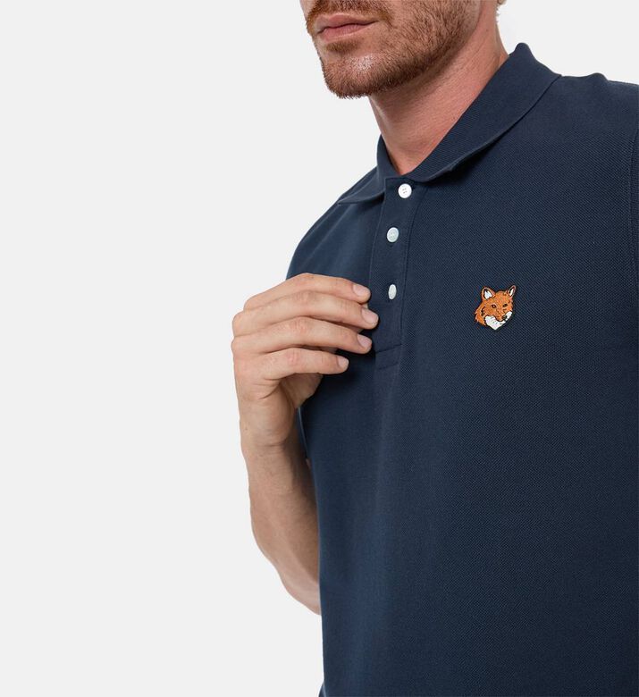 Maison Kitsune Classic Fox-embroidery Polo Shirt, Navy, Xl, Model View
