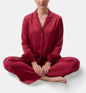 Rya Sweetie Buttoned Pajama Set, Red, Xl, Model View