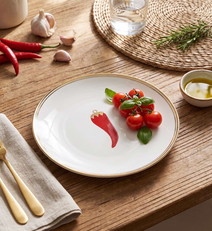 Bitossi Chili Pepper Printed Ceramic Plate, Model View