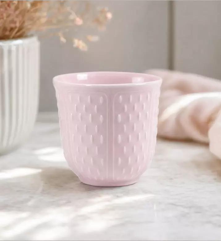 Gien Rose Poudre Embossed Espresso Cup, Model View