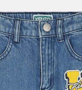 بنطال دنيم مطرز برقعة لوغو