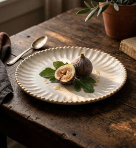 Home Deco and More Stoneware Raising Pearl Design Desert Plate, Packshot View