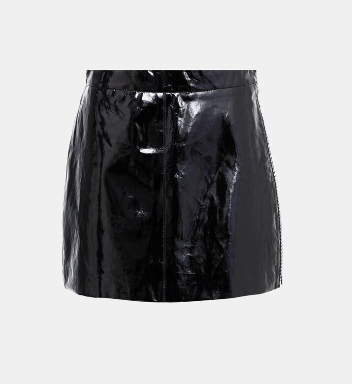 تنورة قصيرة جلد لامع